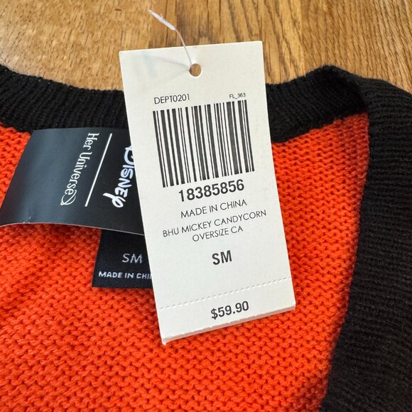 Disney Her Universe Halloween Striped Cardigan Mickey Candy Corn Small NWT - Picture 6 of 10